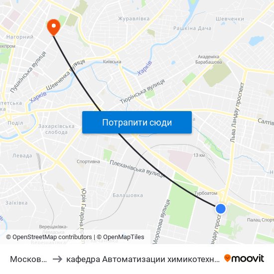 Московский Проспект to кафедра Автоматизации химикотехнологических систем и экологического мониторинга map