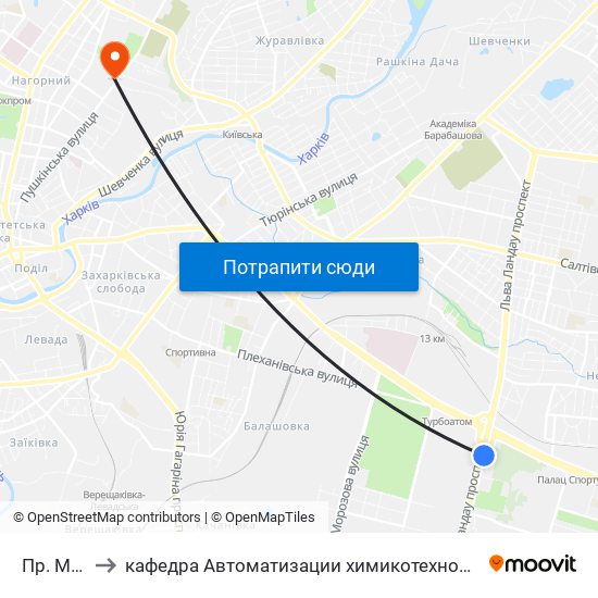 Пр. Московский to кафедра Автоматизации химикотехнологических систем и экологического мониторинга map