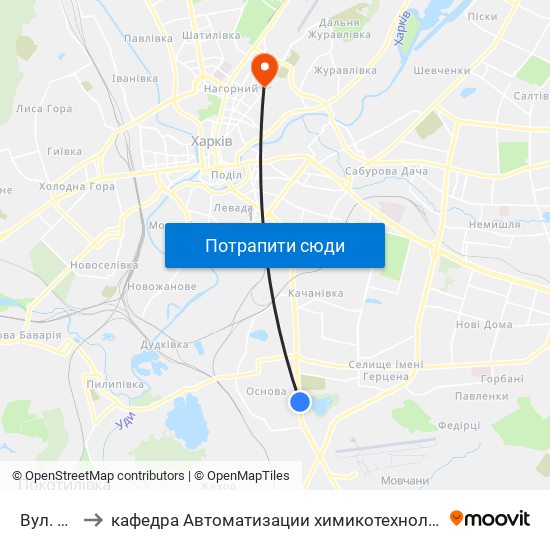 Вул. Льговська to кафедра Автоматизации химикотехнологических систем и экологического мониторинга map