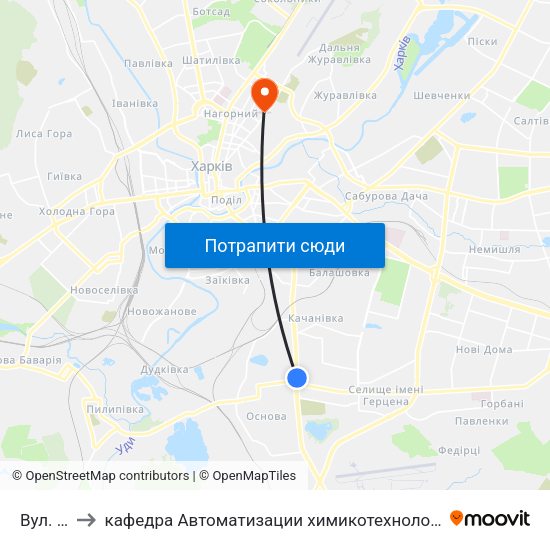 Вул. Одеська to кафедра Автоматизации химикотехнологических систем и экологического мониторинга map