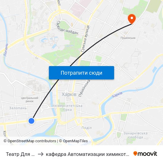 Театр Для Детей И Юношества to кафедра Автоматизации химикотехнологических систем и экологического мониторинга map