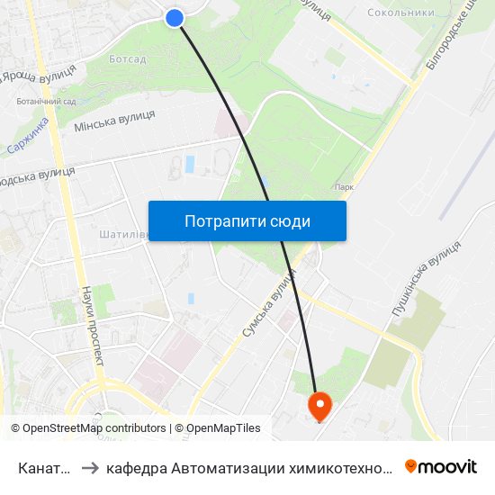 Канатная Дорога to кафедра Автоматизации химикотехнологических систем и экологического мониторинга map