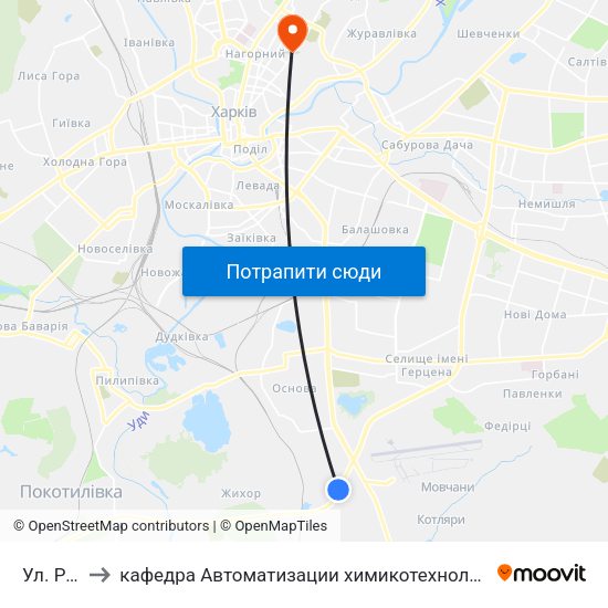 Ул. Резервная to кафедра Автоматизации химикотехнологических систем и экологического мониторинга map