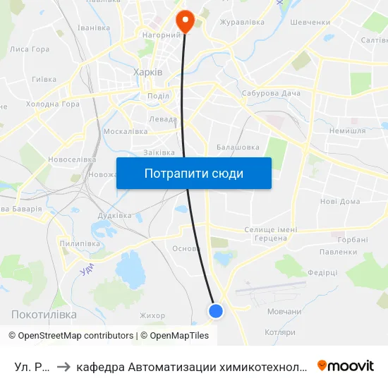 Ул. Резервная to кафедра Автоматизации химикотехнологических систем и экологического мониторинга map