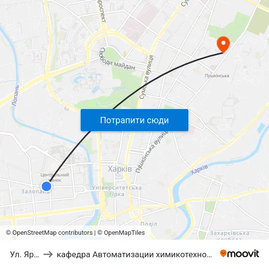 Ул. Ярославская to кафедра Автоматизации химикотехнологических систем и экологического мониторинга map