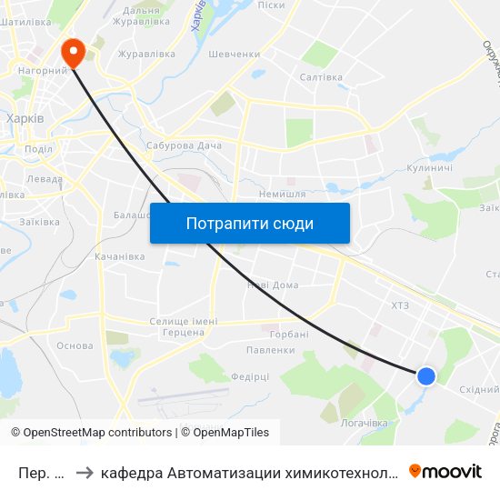 Пер. Тюленина to кафедра Автоматизации химикотехнологических систем и экологического мониторинга map