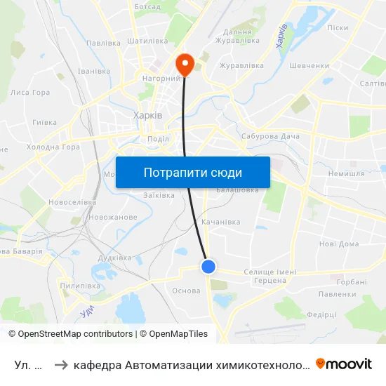 Ул. Одесская to кафедра Автоматизации химикотехнологических систем и экологического мониторинга map