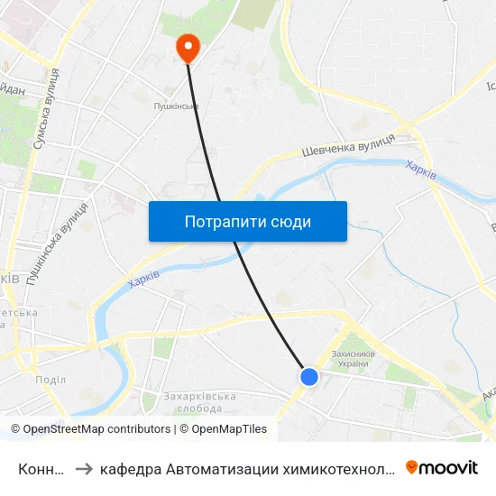 Конный Рынок to кафедра Автоматизации химикотехнологических систем и экологического мониторинга map