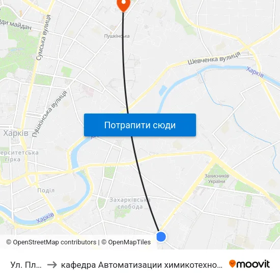 Ул. Плехановская to кафедра Автоматизации химикотехнологических систем и экологического мониторинга map
