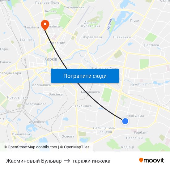 Жасминовый Бульвар to гаражи инжека map