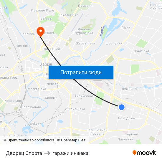 Дворец Спорта to гаражи инжека map