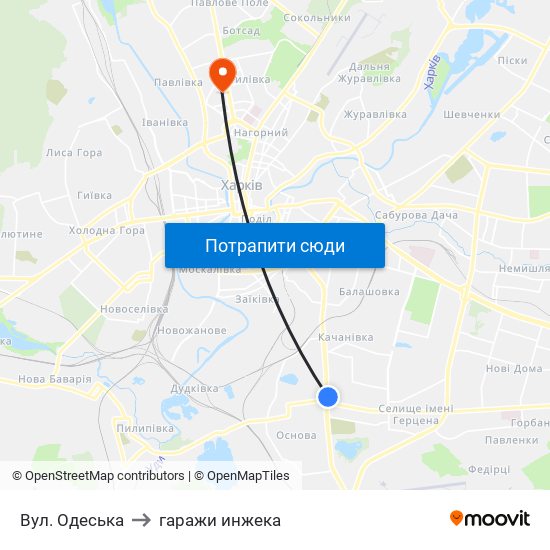 Вул. Одеська to гаражи инжека map