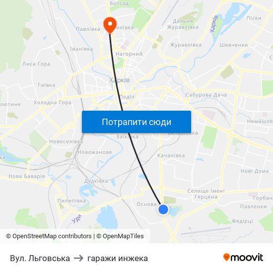 Вул. Льговська to гаражи инжека map