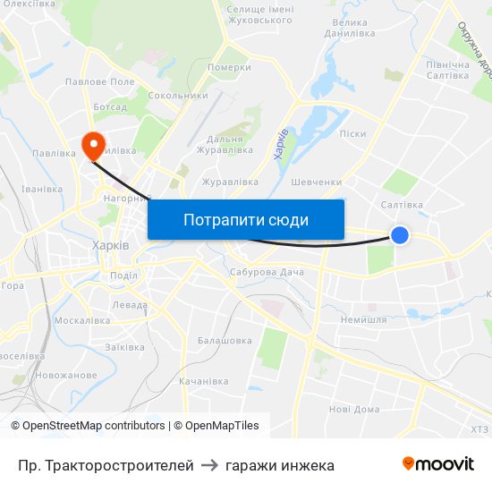 Пр. Тракторостроителей to гаражи инжека map