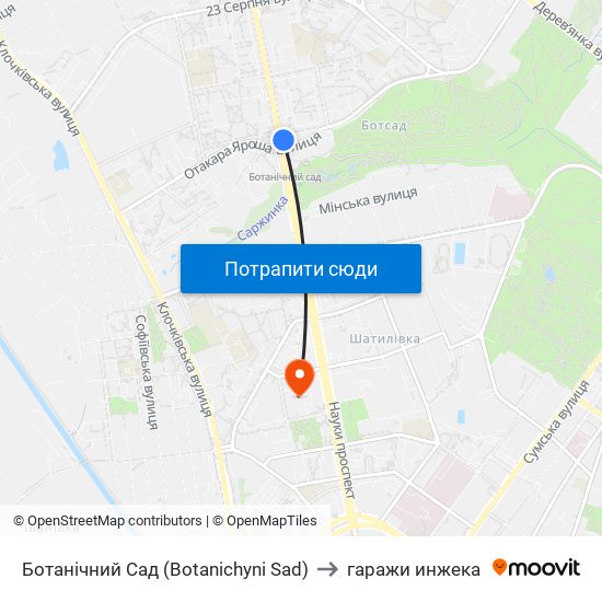 Ботанічний Сад (Botanichyni Sad) to гаражи инжека map