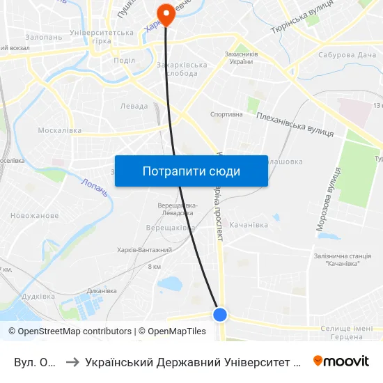 Вул. Одеська to Український Державний Університет Залізничного Транспорту map