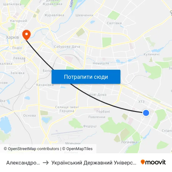Александровский Сквер to Український Державний Університет Залізничного Транспорту map