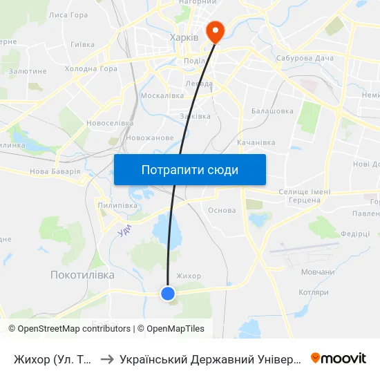 Жихор (Ул. Тернопольская) to Український Державний Університет Залізничного Транспорту map