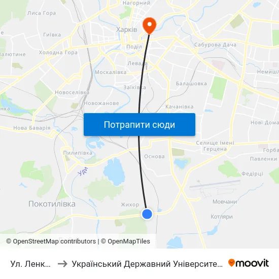 Ул. Ленкоранская to Український Державний Університет Залізничного Транспорту map