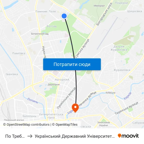 По Требованию to Український Державний Університет Залізничного Транспорту map