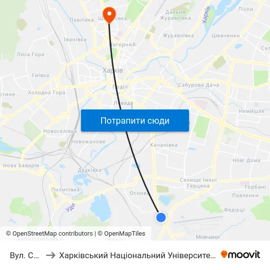 Вул. Сохора to Харківський Національний Університет Радіоелектроніки map