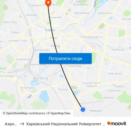 Аэропорт to Харківський Національний Університет Радіоелектроніки map