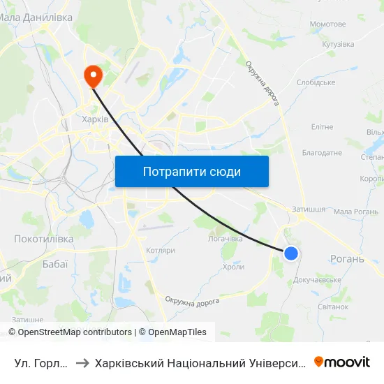 Ул. Горловская to Харківський Національний Університет Радіоелектроніки map
