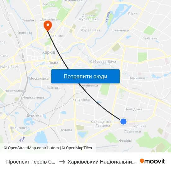 Проспект Героїв Сталінграду, 169/24 to Харківський Національний Медичний Університет map