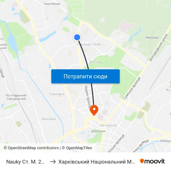 Nauky Ст. М. 23-Го Августа to Харківський Національний Медичний Університет map