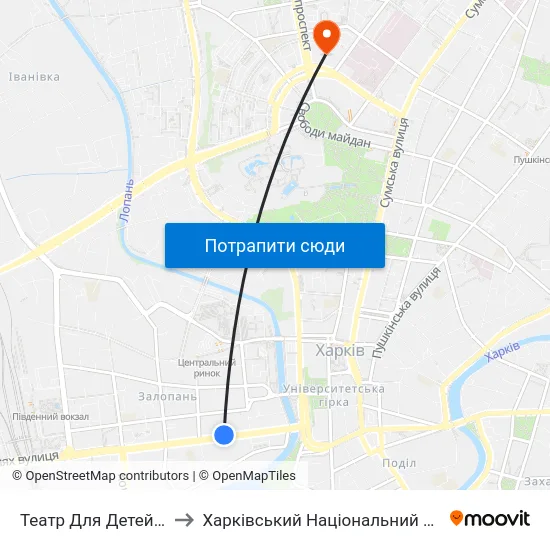 Театр Для Детей И Юношества to Харківський Національний Медичний Університет map