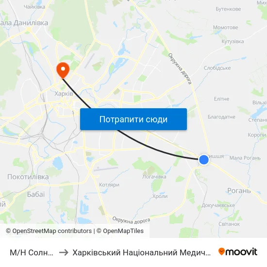 М/Н Солнечный to Харківський Національний Медичний Університет map