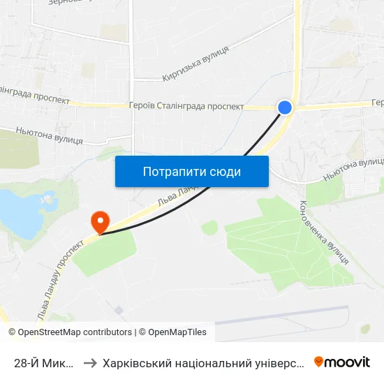 28-Й Микрорайон to Харківський національний університет внутрішніх справ map