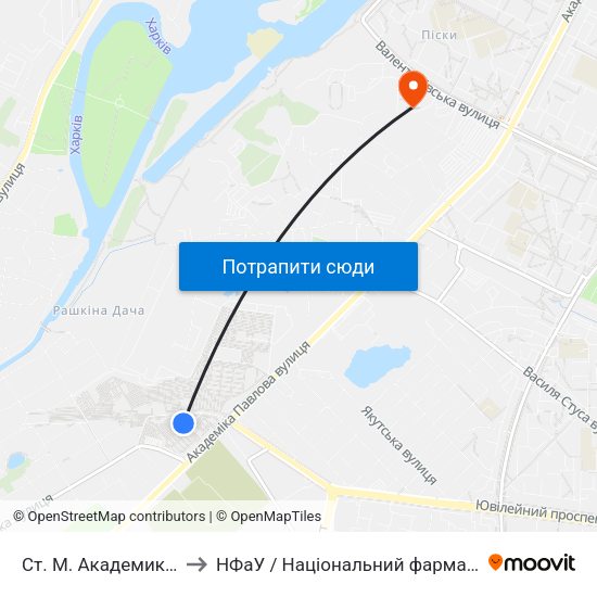 Ст. М. Академика Барабашова to НФаУ / Національний фармацевтичний університет map