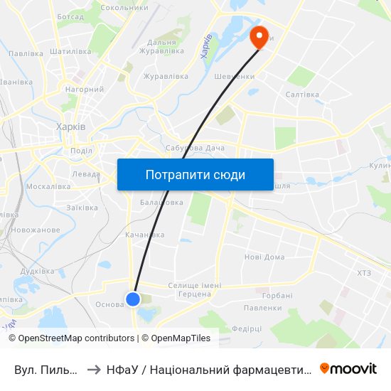 Вул. Пильчикова to НФаУ / Національний фармацевтичний університет map