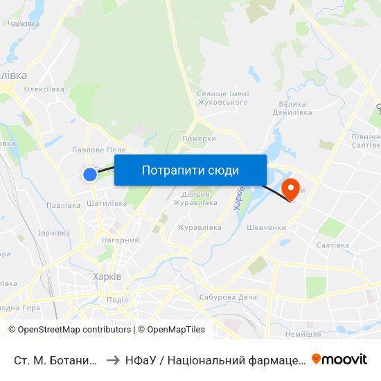 Ст. М. Ботанический Сад to НФаУ / Національний фармацевтичний університет map