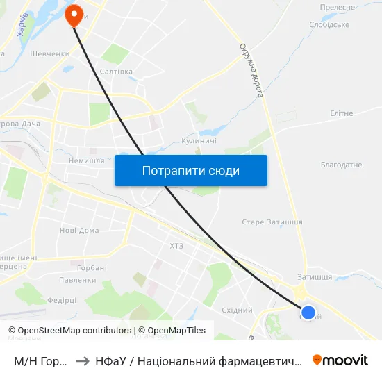 М/Н Горизонт to НФаУ / Національний фармацевтичний університет map