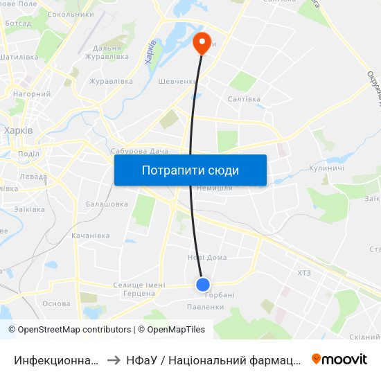 Инфекционная Больница to НФаУ / Національний фармацевтичний університет map