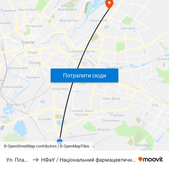 Ул. Планерна to НФаУ / Національний фармацевтичний університет map