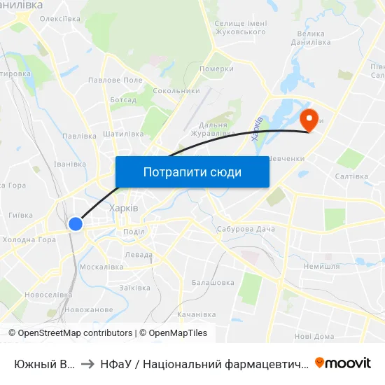 Южный Вокзал to НФаУ / Національний фармацевтичний університет map