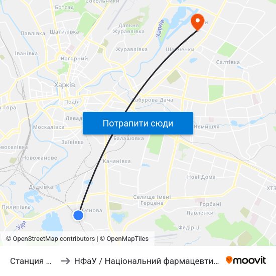 Станция Основа to НФаУ / Національний фармацевтичний університет map