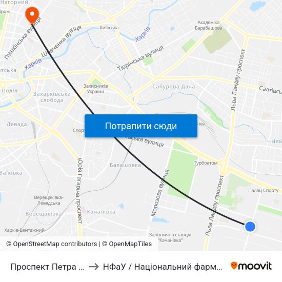 Проспект Петра Григоренка, 4б to НФаУ / Національний фармацевтичний університет map