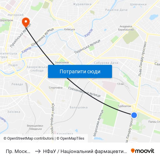 Пр. Московский to НФаУ / Національний фармацевтичний університет map