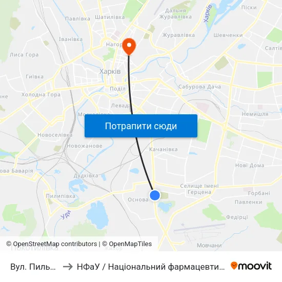 Вул. Пильчикова to НФаУ / Національний фармацевтичний університет map