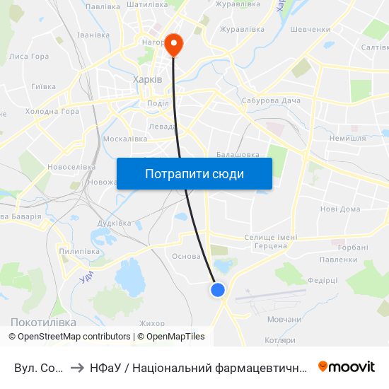 Вул. Сохора to НФаУ / Національний фармацевтичний університет map