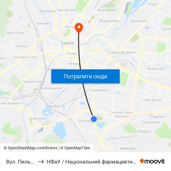 Вул. Пильчикова to НФаУ / Національний фармацевтичний університет map