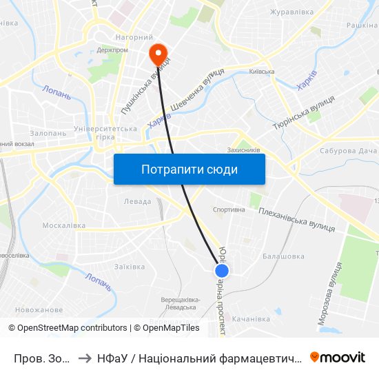 Пров. Золотий to НФаУ / Національний фармацевтичний університет map