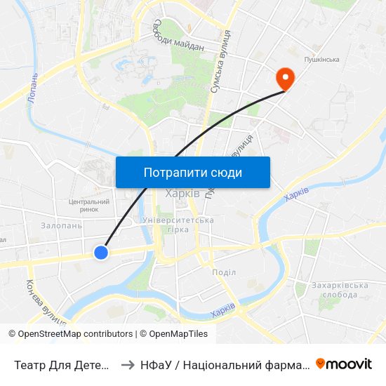 Театр Для Детей И Юношества to НФаУ / Національний фармацевтичний університет map