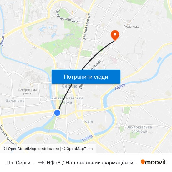 Пл. Сергиевская to НФаУ / Національний фармацевтичний університет map