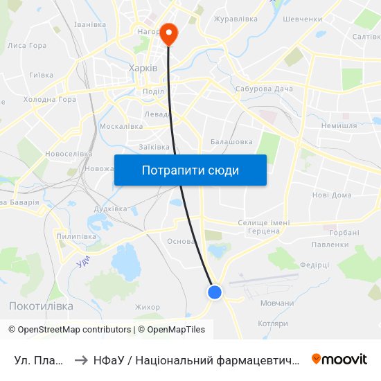 Ул. Планерна to НФаУ / Національний фармацевтичний університет map