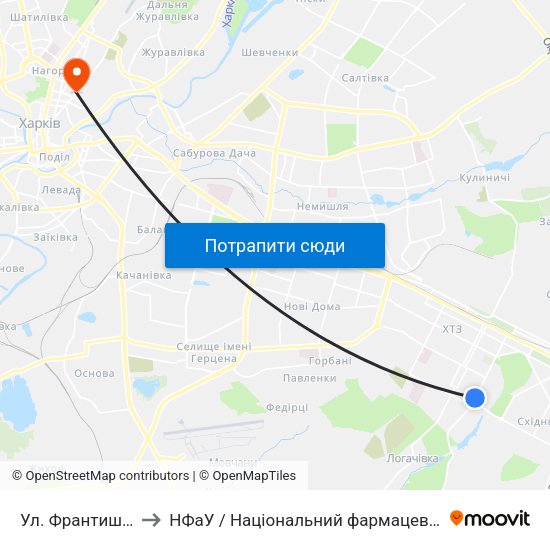 Ул. Франтишка Крала to НФаУ / Національний фармацевтичний університет map